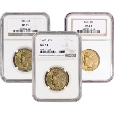 US Gold $10 Indian Head Eagle - NGC MS63 - Random Date and Label