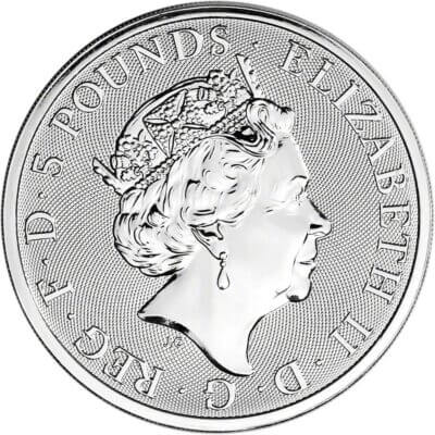 2018 Great Britain Silver Queen's Beasts - Black Bull £5 - 2 oz - BU