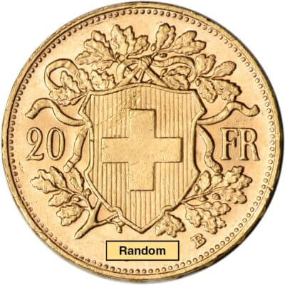 Swiss Gold 20 Francs - Helvetia - AU - BU - Random Date