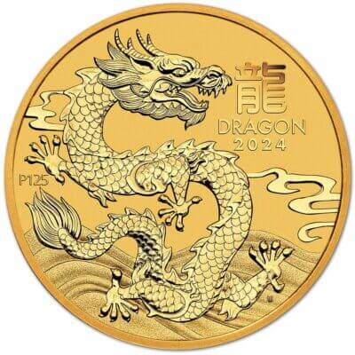 2024 P Australia Gold Lunar Series III Year of the Dragon 2 oz $200 - BU