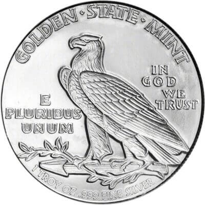 1 oz. Golden State Mint Silver Round Incuse Indian .999 Fine