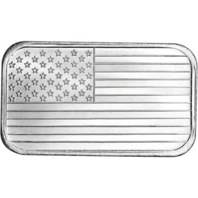 TEN 1 oz. SilverTowne Silver Bar - American Flag Design - 999 Fine