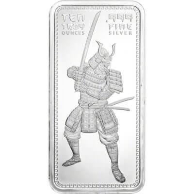 10 oz Golden State Mint Silver Bar Samurai .999 Fine