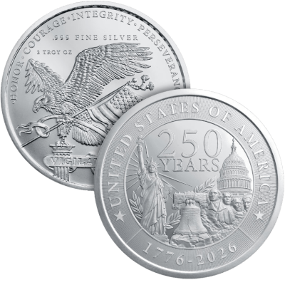 2 oz Golden State Mint Silver Round - USA 250th Anniversary .999 Fine