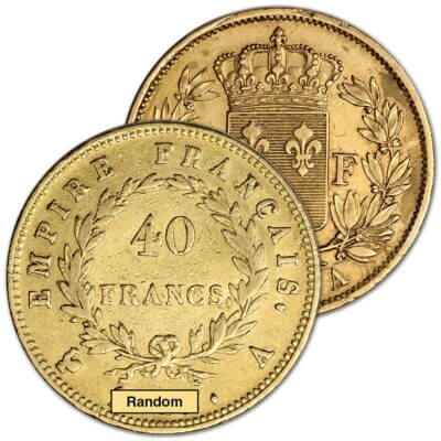 France Gold 40 Francs .3734 oz - Random Design - Avg Circ - Random Date
