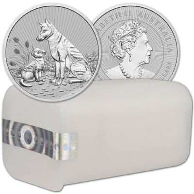 2022 P Australia Silver 2 oz Piedfort Next Generation Dingo $2 BU Tube of 10