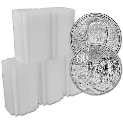 2024 Alderney Silver D-Day 80th Anniversary 1 oz £1 BU 100 Coins in  5 Mint Tube