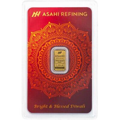 1 gram Gold Bar Asahi Refining Diwali .9999 Fine in Sealed Assay