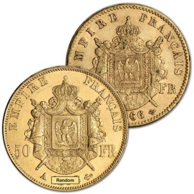 France Gold 50 Francs .4667 oz - Random Design - Avg Circ - Random Date