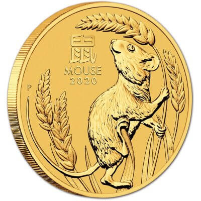 2020 P Australia Gold Lunar Series III Year of the Mouse 1 oz $100 - BU