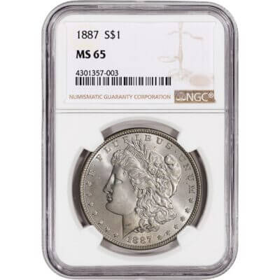 1887 US Morgan Silver Dollar $1 - NGC MS65