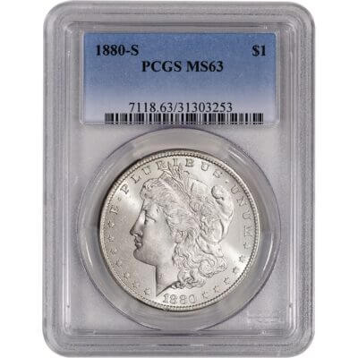 1880 S US Morgan Silver Dollar $1 - PCGS MS63