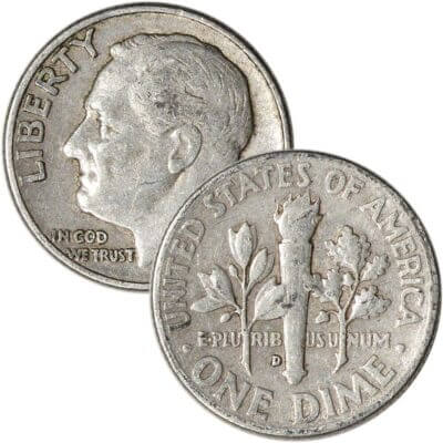 90% Silver Dimes - Roll of 50 - $5 Face Value