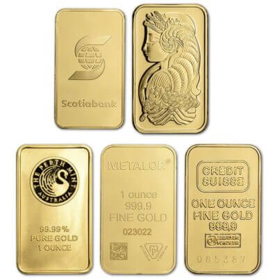 1 oz. Gold Bar - Random Brand - Secondary Market - 999.9 Fine