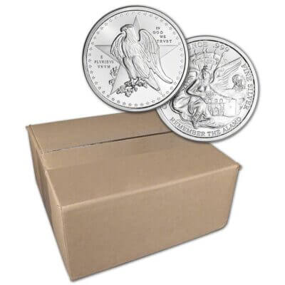 1 oz Golden State Mint Silver Round Texas Commem .999 Fine Sealed Box of 500