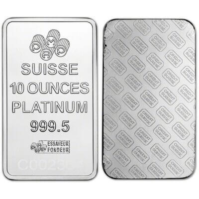 10 oz. Platinum Bar - Random Brand - Secondary Market - 999.5 Fine