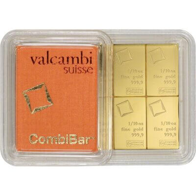 Valcambi 10x0.1 Ounce Gold CombiBar (1 oz) with Assay Card