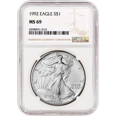 1992 American Silver Eagle Coin - NGC MS69