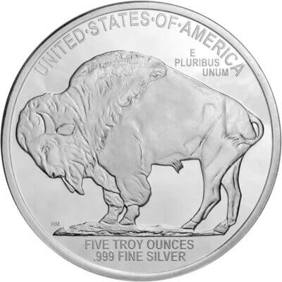 5 oz Highland Mint Silver Round - Buffalo Design .999 Fine