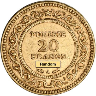 Tunisia Gold 20 Francs .1867 oz - Average Circulated - Random Date