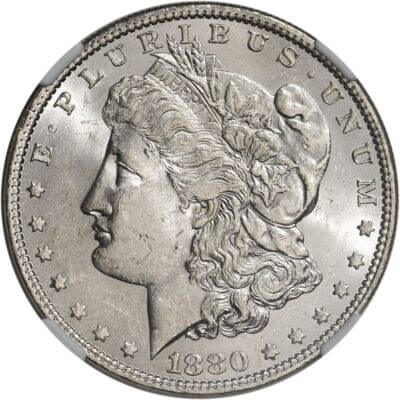 1880 US Morgan Silver Dollar $1 - NGC Brilliant Uncirculated
