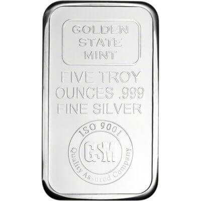 5 oz. Golden State Mint Silver Bar .999 Fine