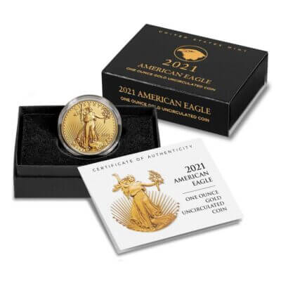 2021 W American Gold Eagle Type 2 Burnished 1 oz $50 in OGP