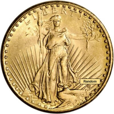 US Gold $20 Saint-Gaudens Double Eagle - PCGS MS65 - Random Date and Label