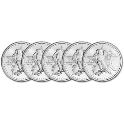 FIVE (5) 1 oz Golden State Mint Silver Round Texas Commemorative .999 Fine