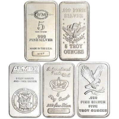 5 oz Silver Bar - Random Brand Secondary Market .999 Fine