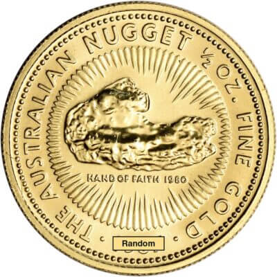 Australia Gold Nugget 1/2 oz $50 - Hand of Faith - BU - Random Date