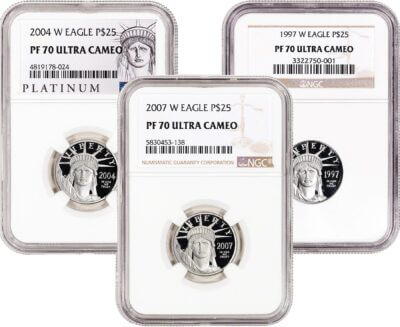 American Platinum Eagle 1/4 oz $25 - NGC PF70 Random Date and Label