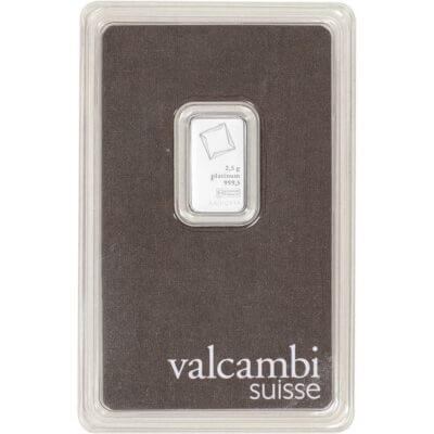 2.5 gram Platinum Bar - Valcambi Suisse - 999.5 Fine in Sealed Assay