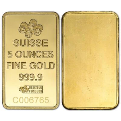 5 oz Gold Bar - Random Brand - Secondary Market - 999.9 Fine