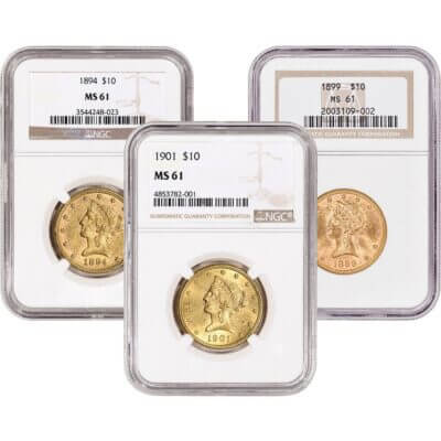 US Gold $10 Liberty Head Eagle - NGC MS61 - Random Date and Label