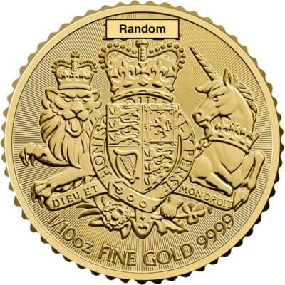 Great Britain Gold Royal Arms Coin £10 - 1/10 oz - BU - Random Date