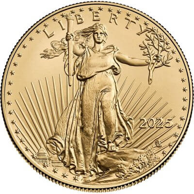 2025 American Gold Eagle 1/2 oz $25 - 1 Roll Forty 40 BU Coins in Mint Tube