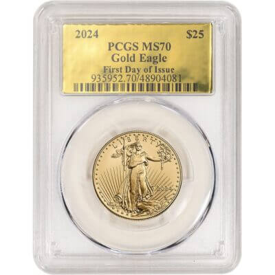 2024 American Gold Eagle 1/2 oz $25 - PCGS MS70 First Day Issue Gold Foil Label