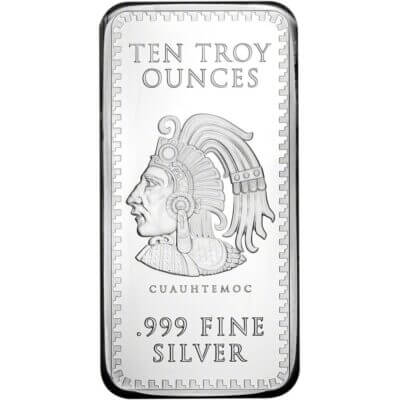 TEN (10) 10 oz Golden State Mint Silver Bar Aztec Calendar .999 Fine