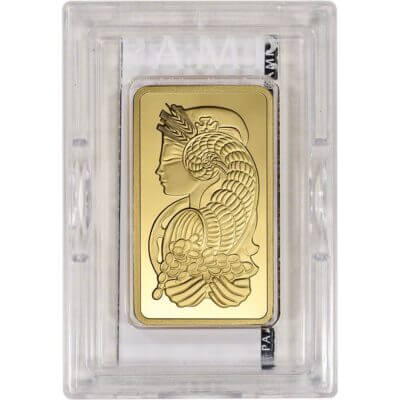 5 oz Gold Bar - PAMP Suisse - Fortuna - 999.9 Fine in Case with Assay