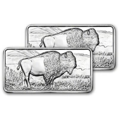 TWO (2) 10 oz. Highland Mint Silver Bar - Buffalo Design .999 Fine