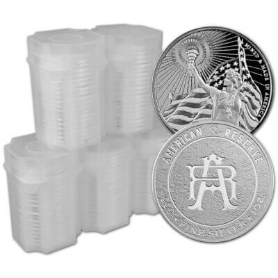 100 pc 1 oz Silver Round Asahi American Reserve Columbia Goddess .999 5 Tubes