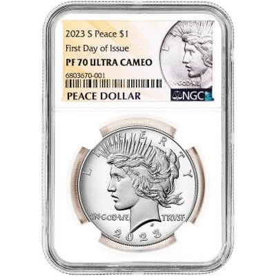 2023 S US Peace Silver Dollar Proof $1 NGC PF70 UCAM First Day Issue Ann Label