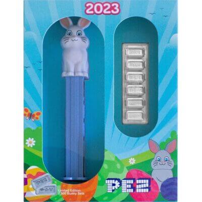 30 gram PAMP Suisse Bunny PEZ Dispenser & Silver Wafers 9999 Fine in Box COA