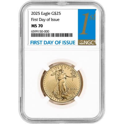 2025 American Gold Eagle 1/2 oz $25 - NGC MS70 First Day Issue 1st Label