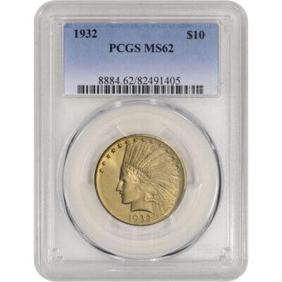 US Gold $10 Indian Head Eagle - PCGS MS62 - Random Date