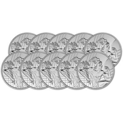 TEN (10) 1 oz Silver Round - Sunshine Minting Mercury  .999 Fine
