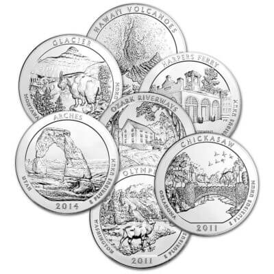 ATB America the Beautiful Silver 5 oz 25C - Random Date Tube of 10