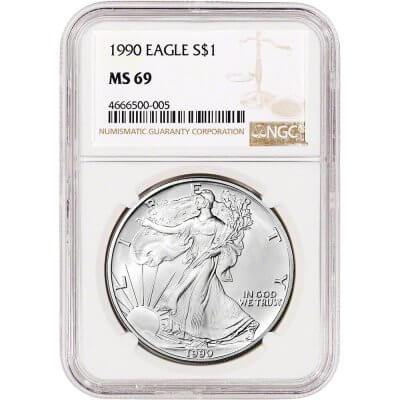 1990 American Silver Eagle Coin - NGC MS69