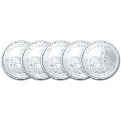 2025 South Africa Silver Krugerrand 1 oz 1 Rand - BU Five 5 Coins